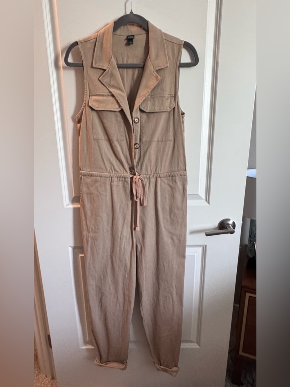 Target Sleeveless Utility Jumpsuit in Tan